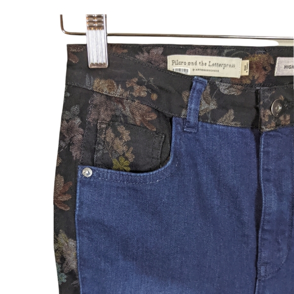 NWOT Pilcro and the Letterpress Floral Contrast High Rise Skinny Jeans - Picture 7 of 9